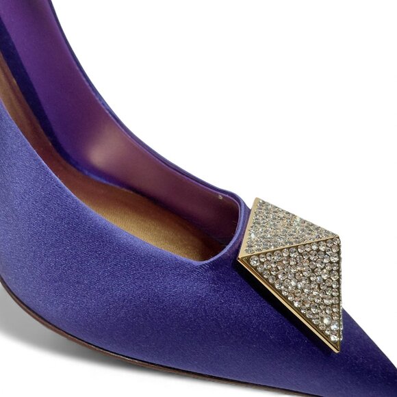 Valentino Garavani Womens One Stud 100mm Violet Satin Pumps -Size EU 38- (0574) - Picture 15 of 16
